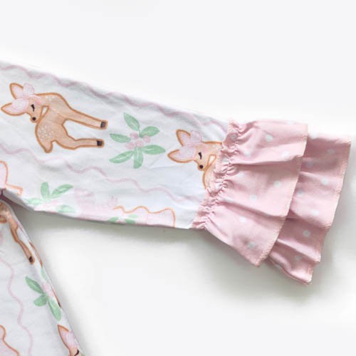 Pink Deer Ruffle Romper