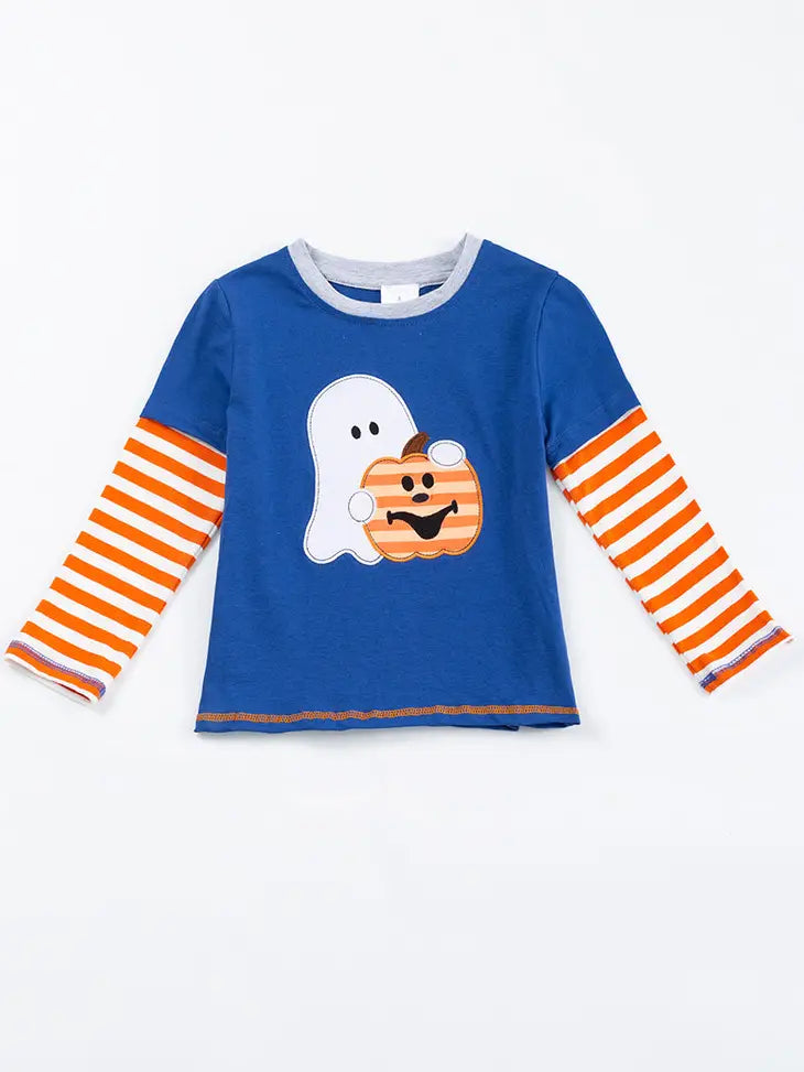Pumpkin Ghost Applique Top