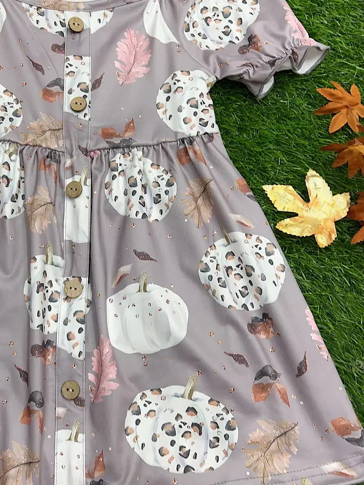Leopard Pumpkin Button Dress