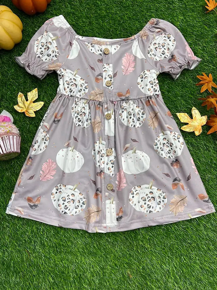 Leopard Pumpkin Button Dress