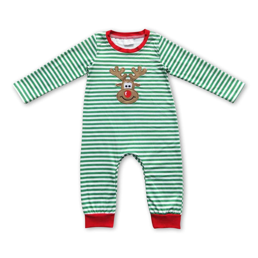 Reindeer Applique' Stripe Romper