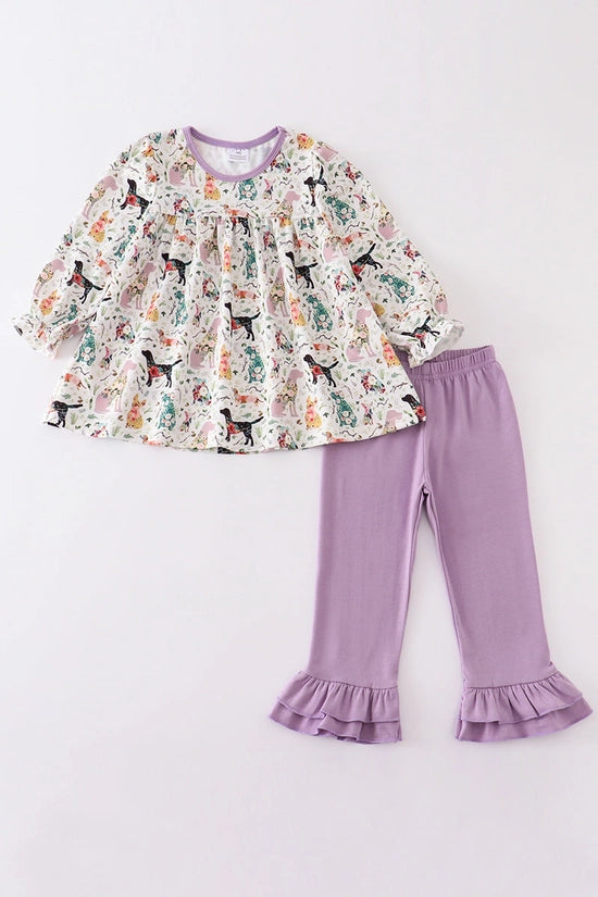 Puppy Print Ruffle Set