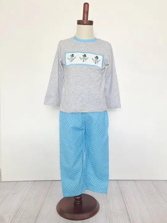 Snowman Smocked Set