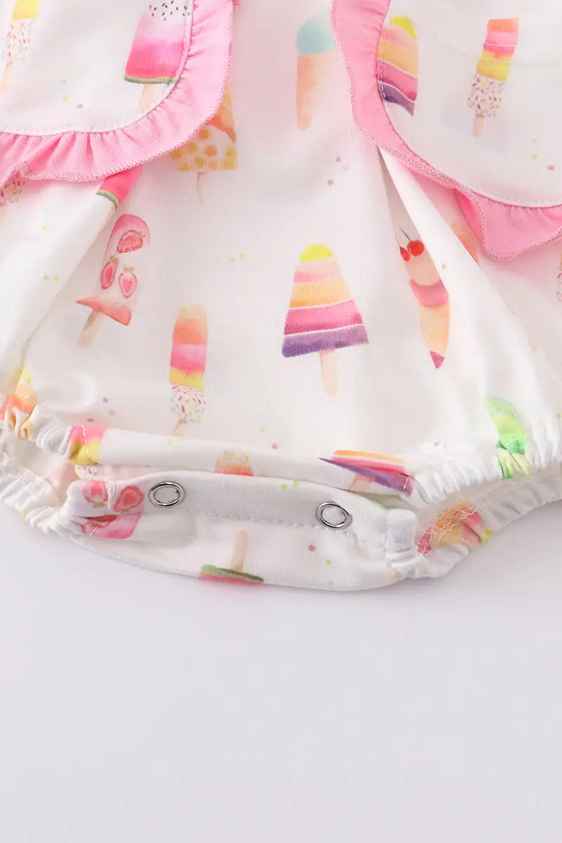 Pink Ice Cream Print Pocket Girl Bubble