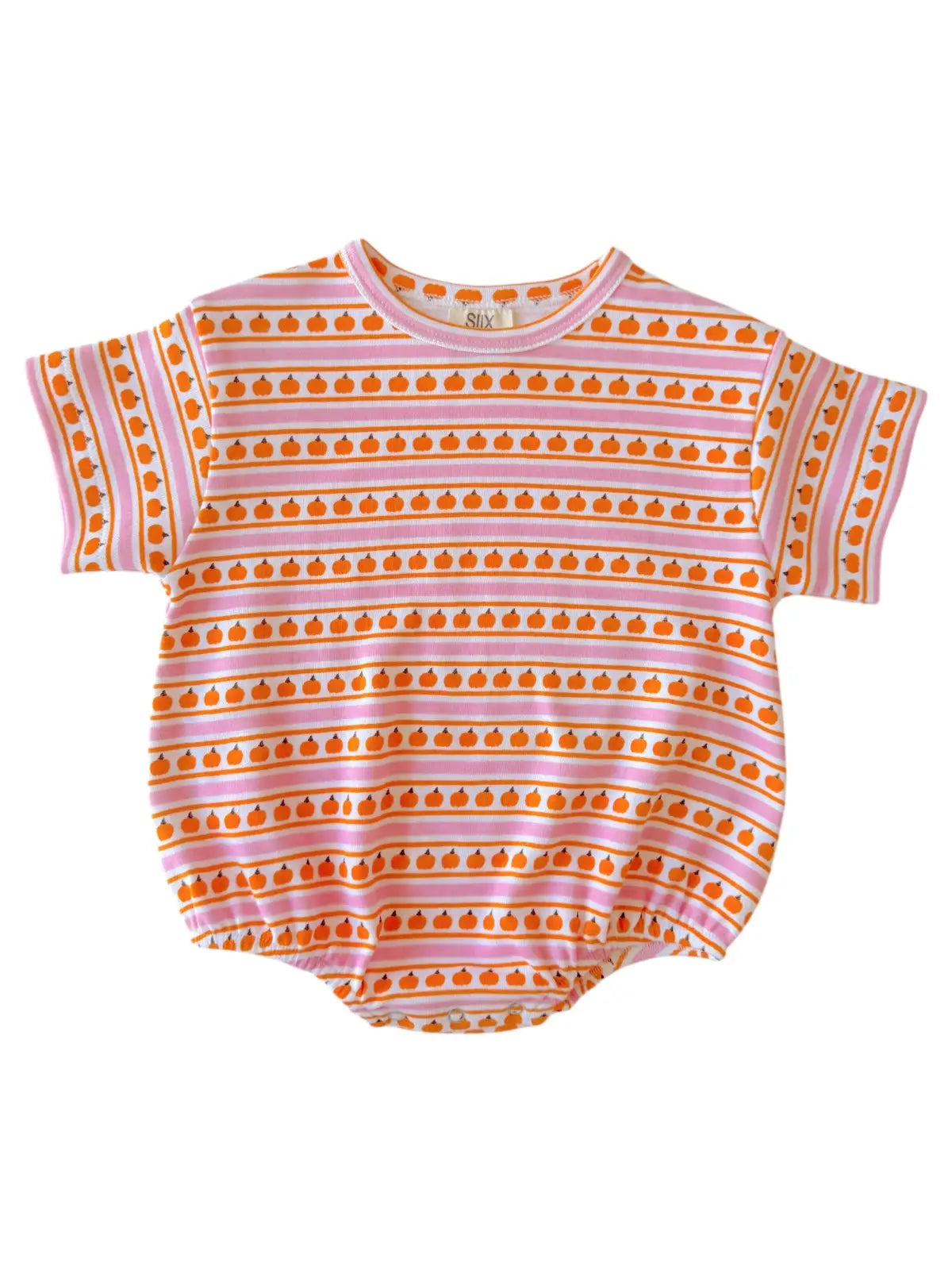 Pink Pumpkin Stripe Bubble Tee