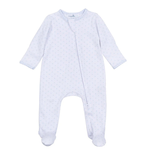 Blue Gingham Dots Footie