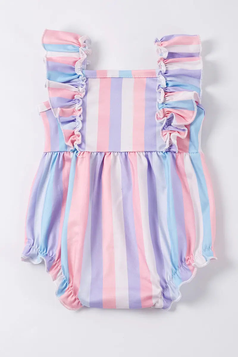 Multicolored Stripe Ruffle Romper