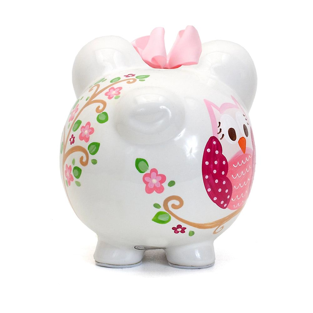 Pink Dotted Owl Piggy Bank
