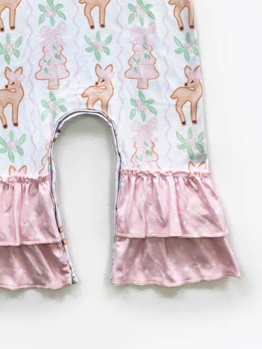 Pink Deer Ruffle Romper