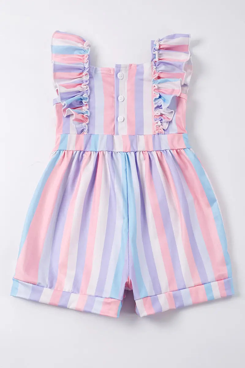 Multicolored Stripe Ruffle Jumpsuit