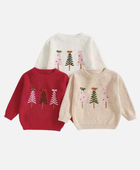 Knit Bow Trees Sweater