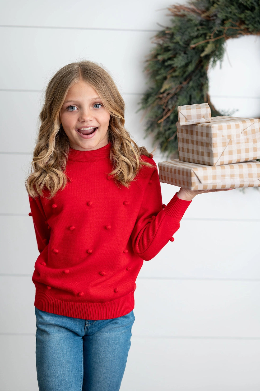 Red PomPom Sweater