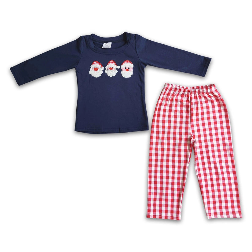 Navy Santa Applique Set