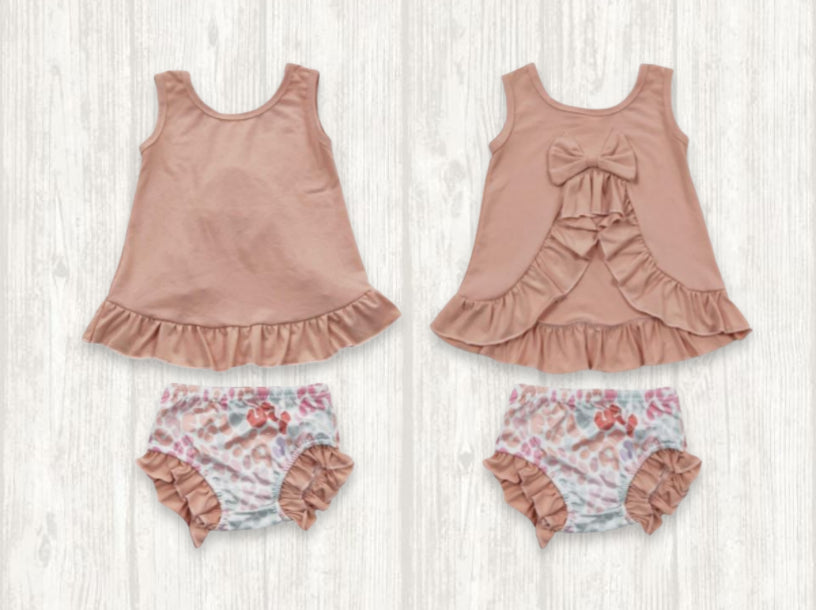 Pink Swingback Leopard Bummies Set