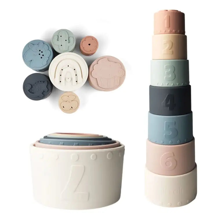 Large Soft Silicone Stacking Cups Toy