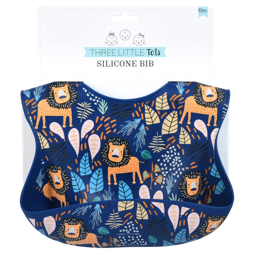 Printed Silicone Bib with Crumb Catcher - 2 Patterns