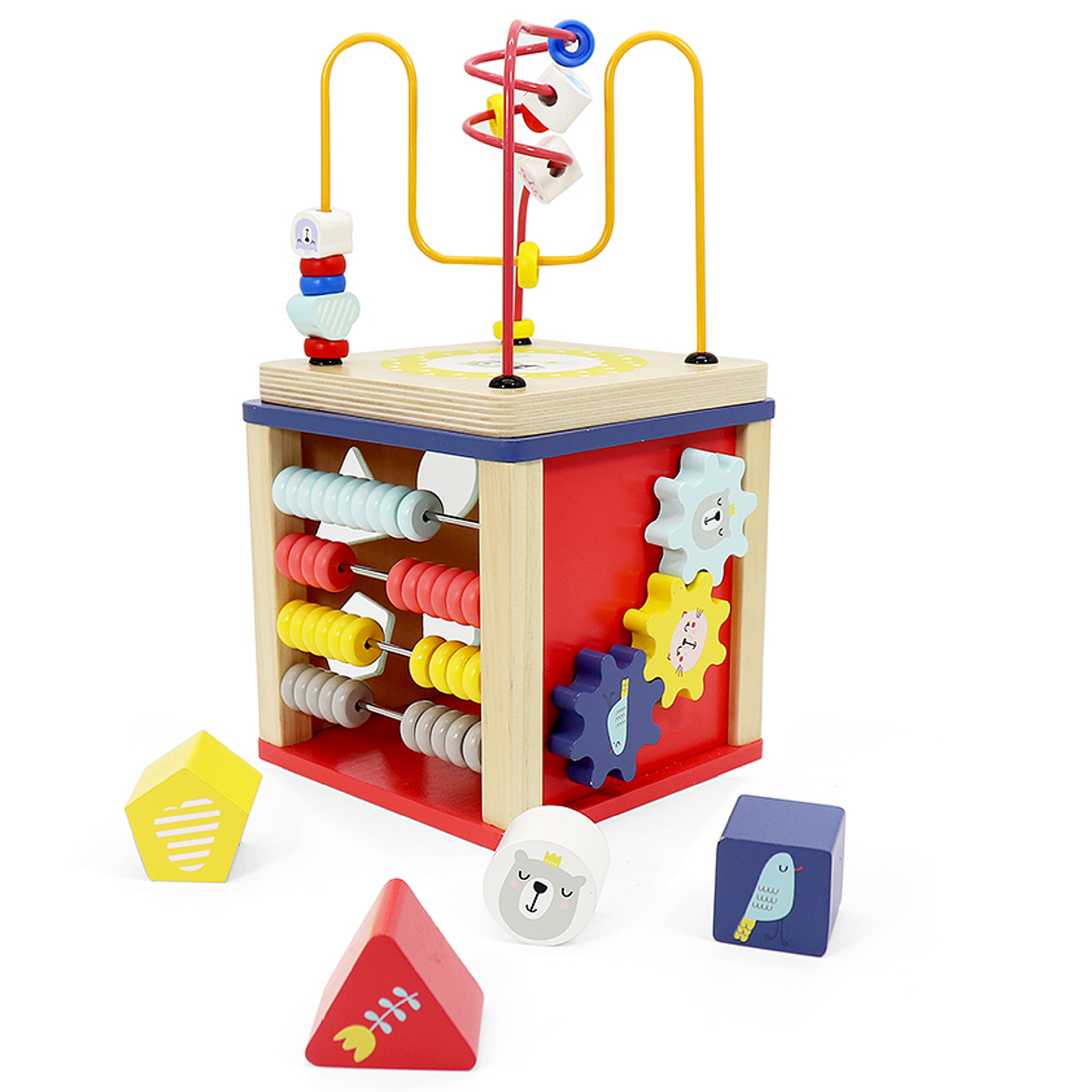 Leo & Friends Wooden Activity Cube - Primary