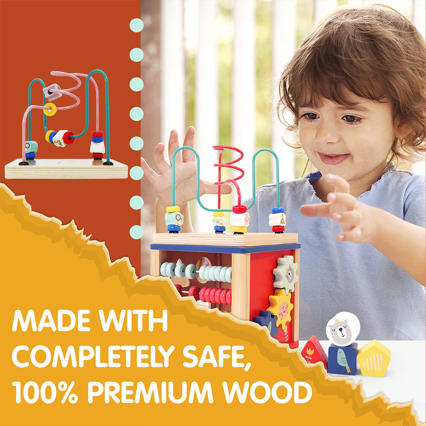 Leo & Friends Wooden Activity Cube - Primary