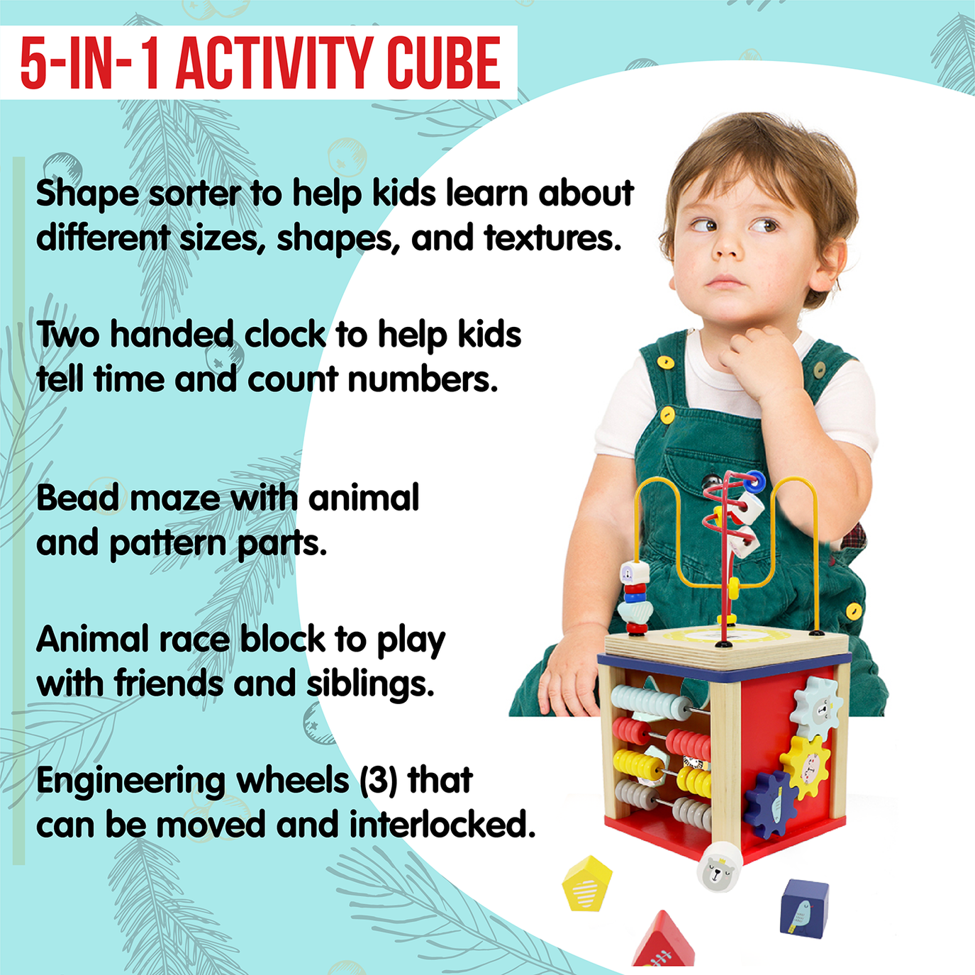 Leo & Friends Wooden Activity Cube - Primary