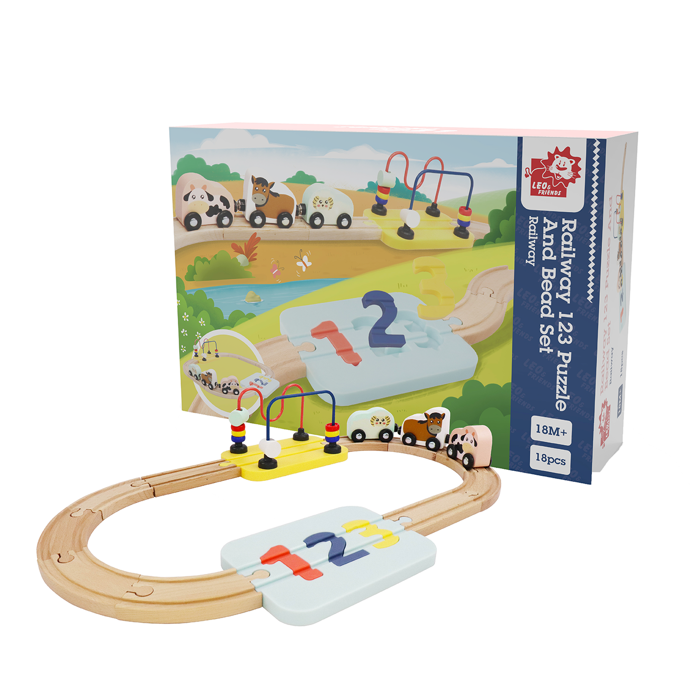 Leo & Friends 18pc Wooden Railway