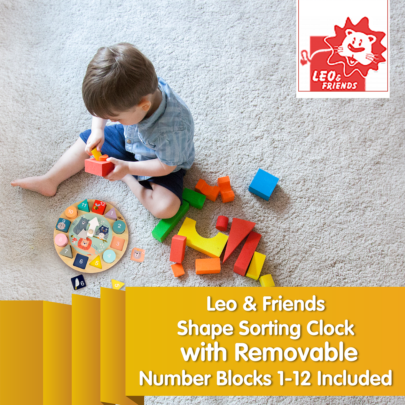 Leo & Friends Shape Sorting Clock