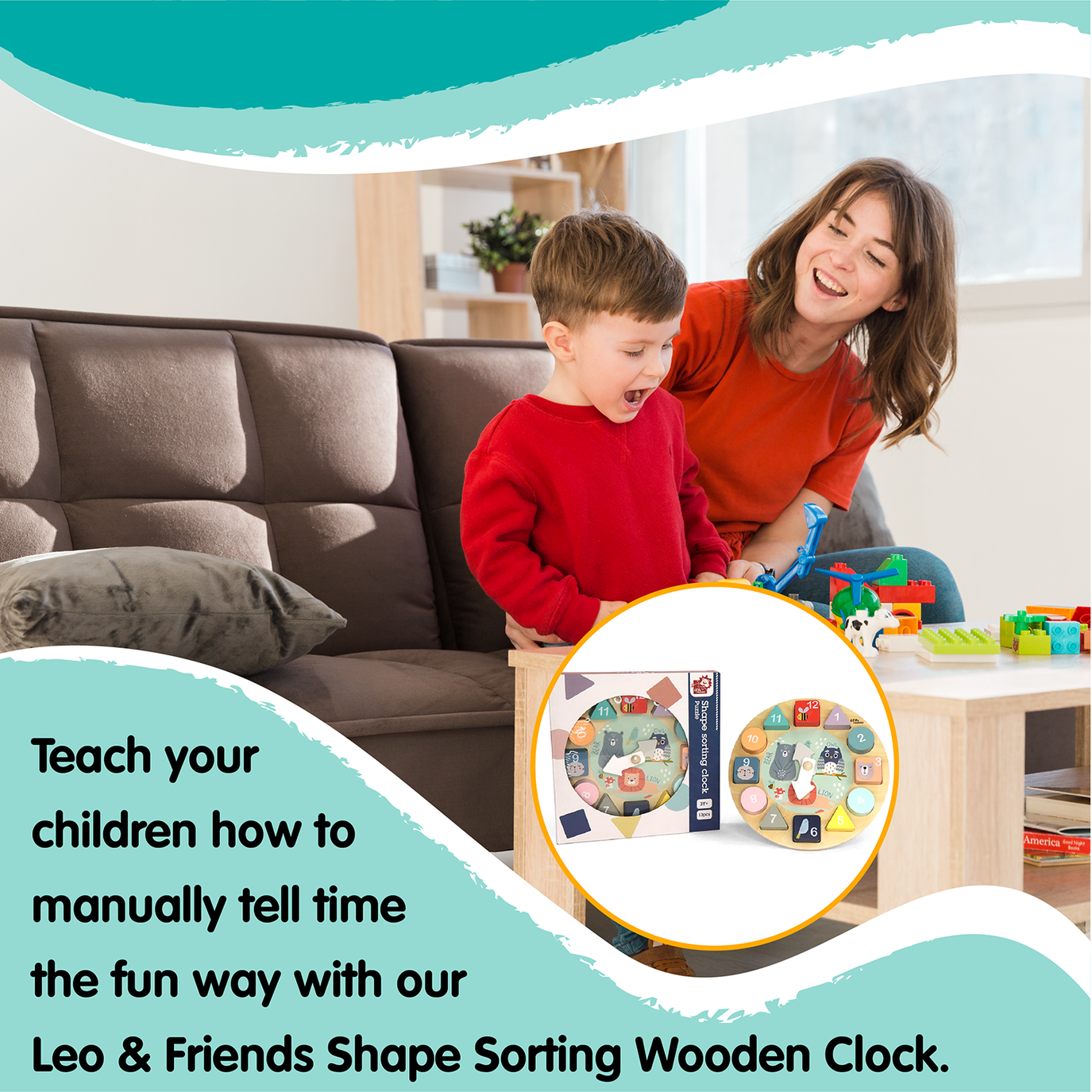 Leo & Friends Shape Sorting Clock