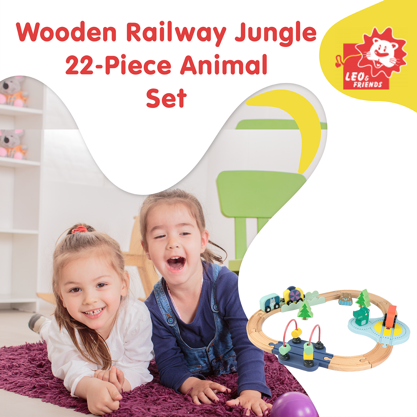 Leo & Friends Wooden Railway Jungle 22pc