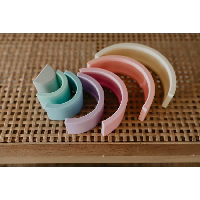 Pastel Silicone Rainbow - Teether - Bath - Stacker - Sensory