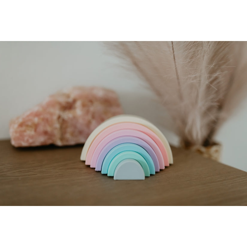Pastel Silicone Rainbow - Teether - Bath - Stacker - Sensory