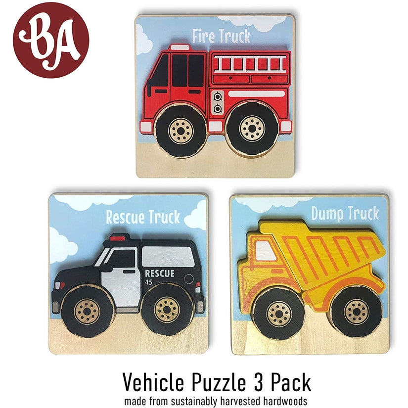 Vehicles Puzzles 3-Pack - Chunky Pieces 5 piece Puzzles