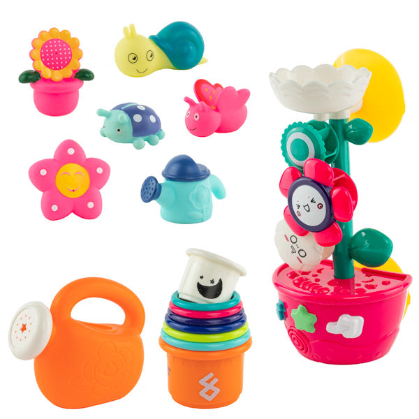 9 PCs Bath Toys for Toddlers, Flower Waterfall Water Station