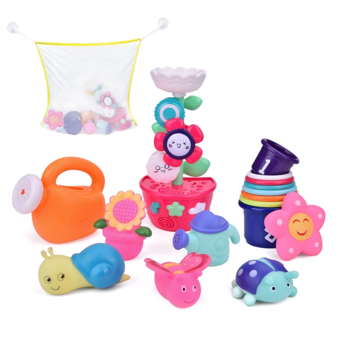 9 PCs Bath Toys for Toddlers, Flower Waterfall Water Station