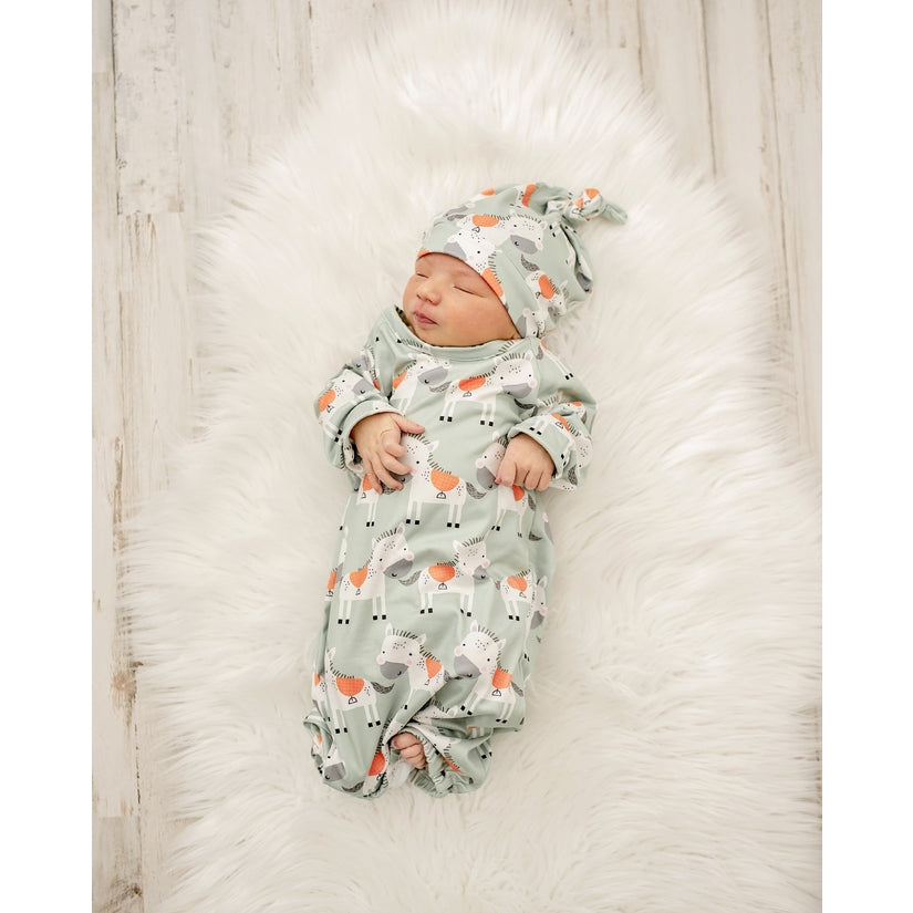 Horse Baby Gown and Hat Set