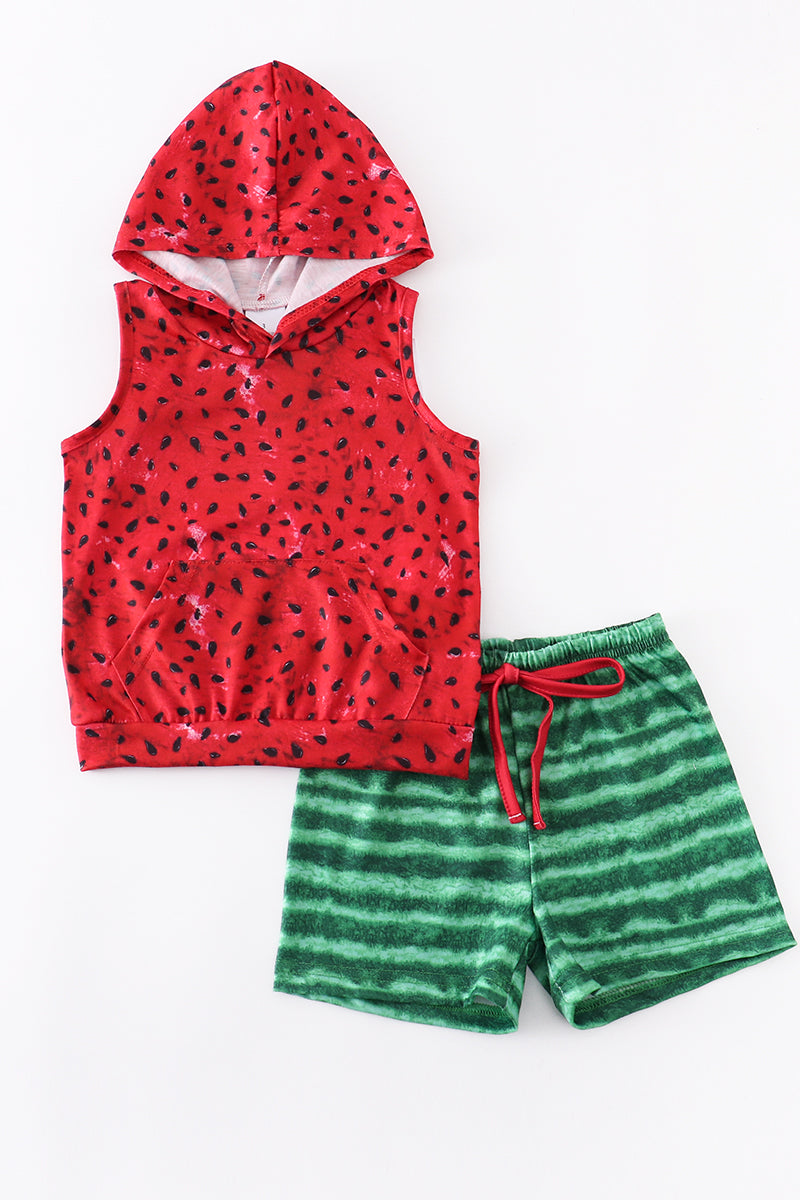 Watermelon Hooded Shorts Set