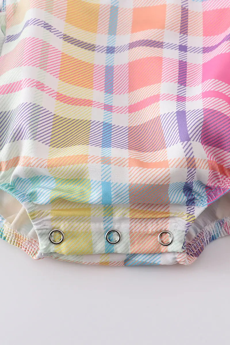 Rainbow Bunny Smocked Ruffle Romper