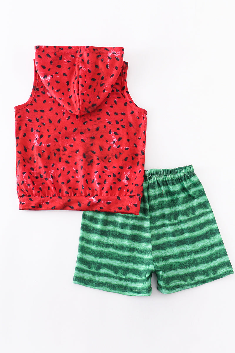 Watermelon Hooded Shorts Set