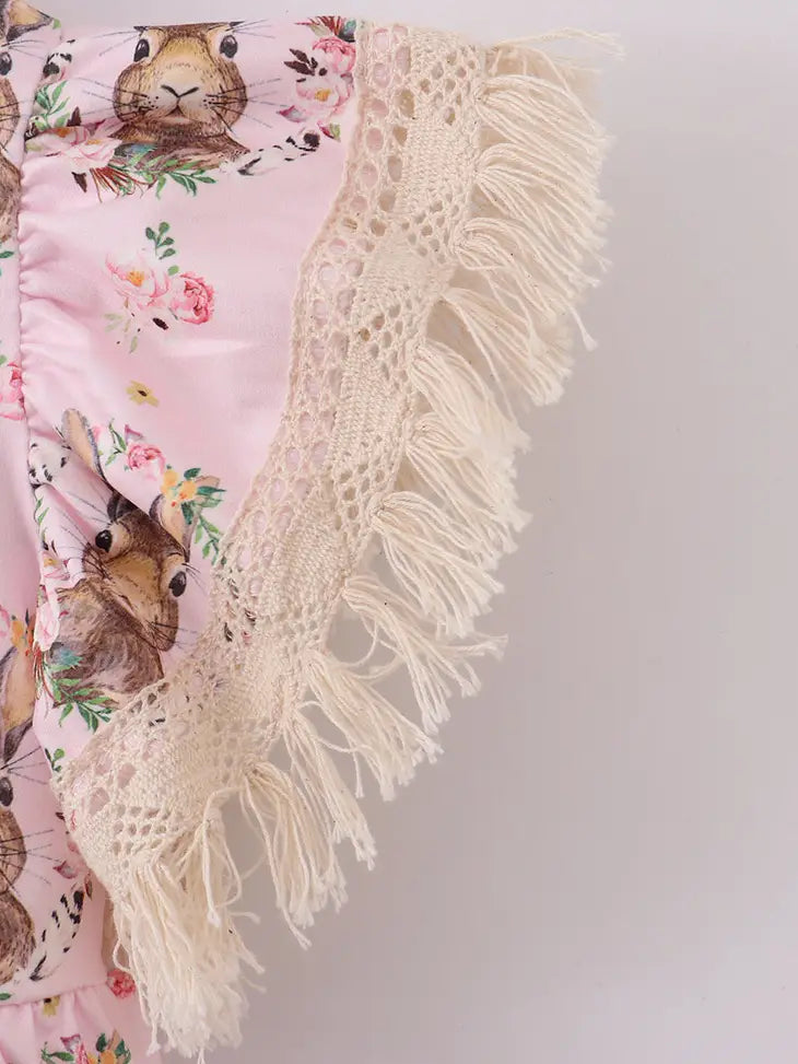 Pink Bunny Wreath Tassel Dress