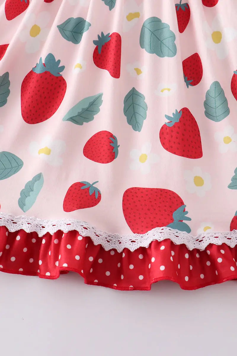 Green Plaid Strawberry Ruffle Dress