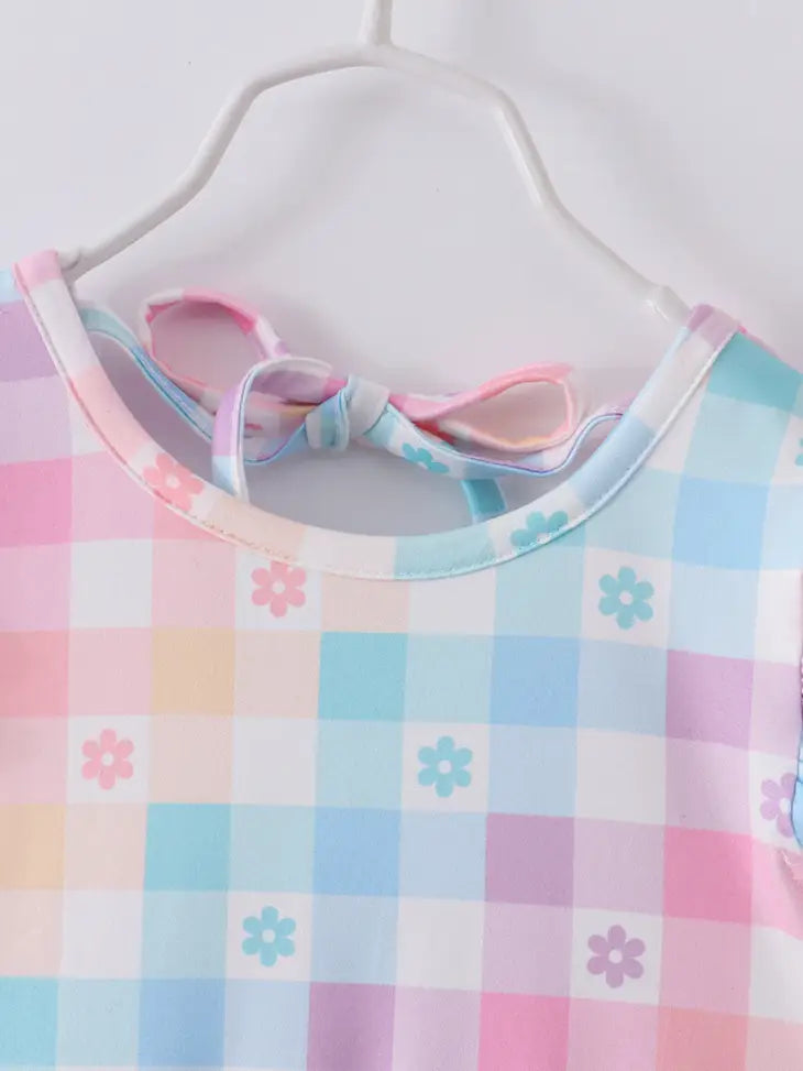 Easter Egg Plaid Tassel Dress