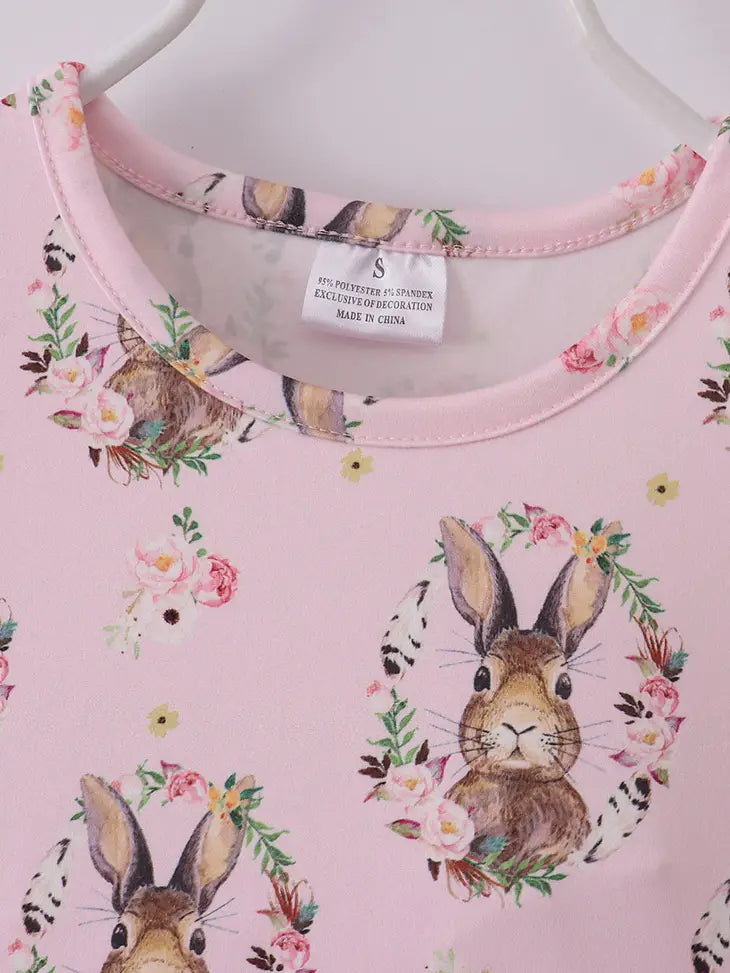 Pink Bunny Wreath Tassel Dress