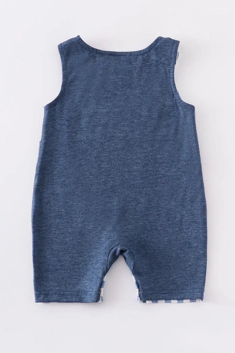 Navy Stripe Fish Applique JonJon