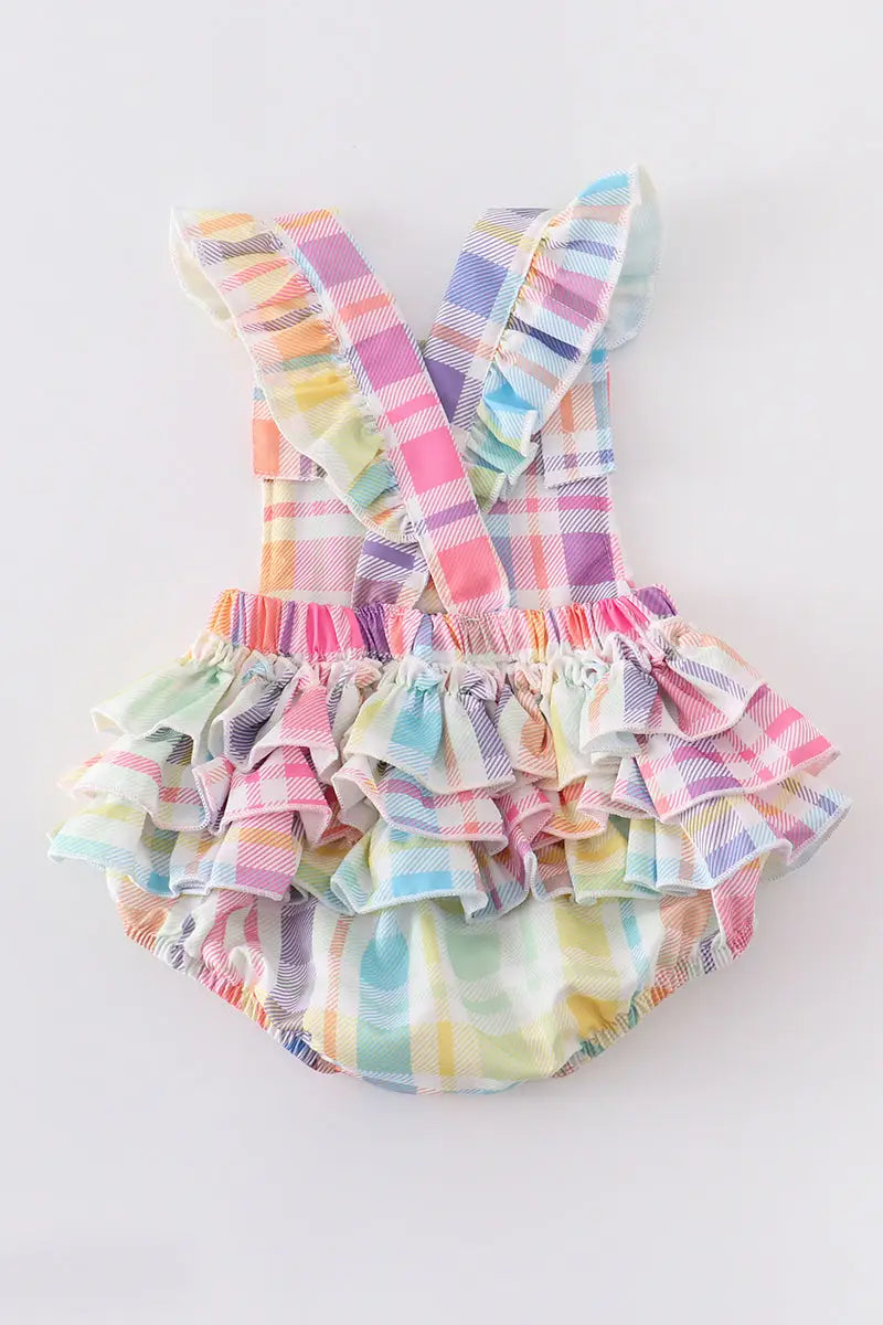Rainbow Bunny Smocked Ruffle Romper