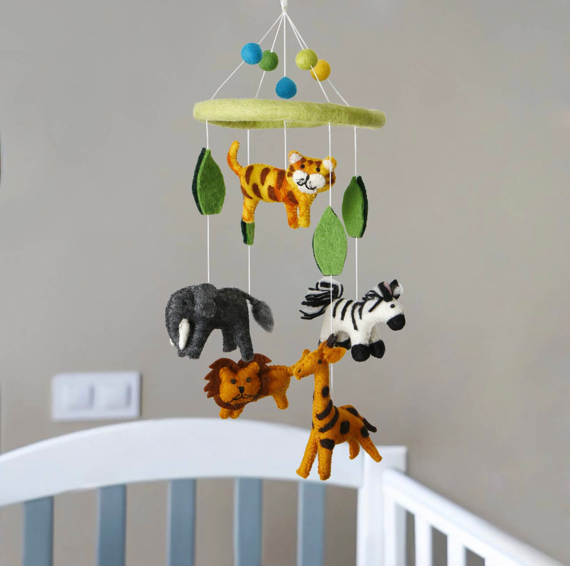 Wool Felt Baby Mobile - Zoo Animals