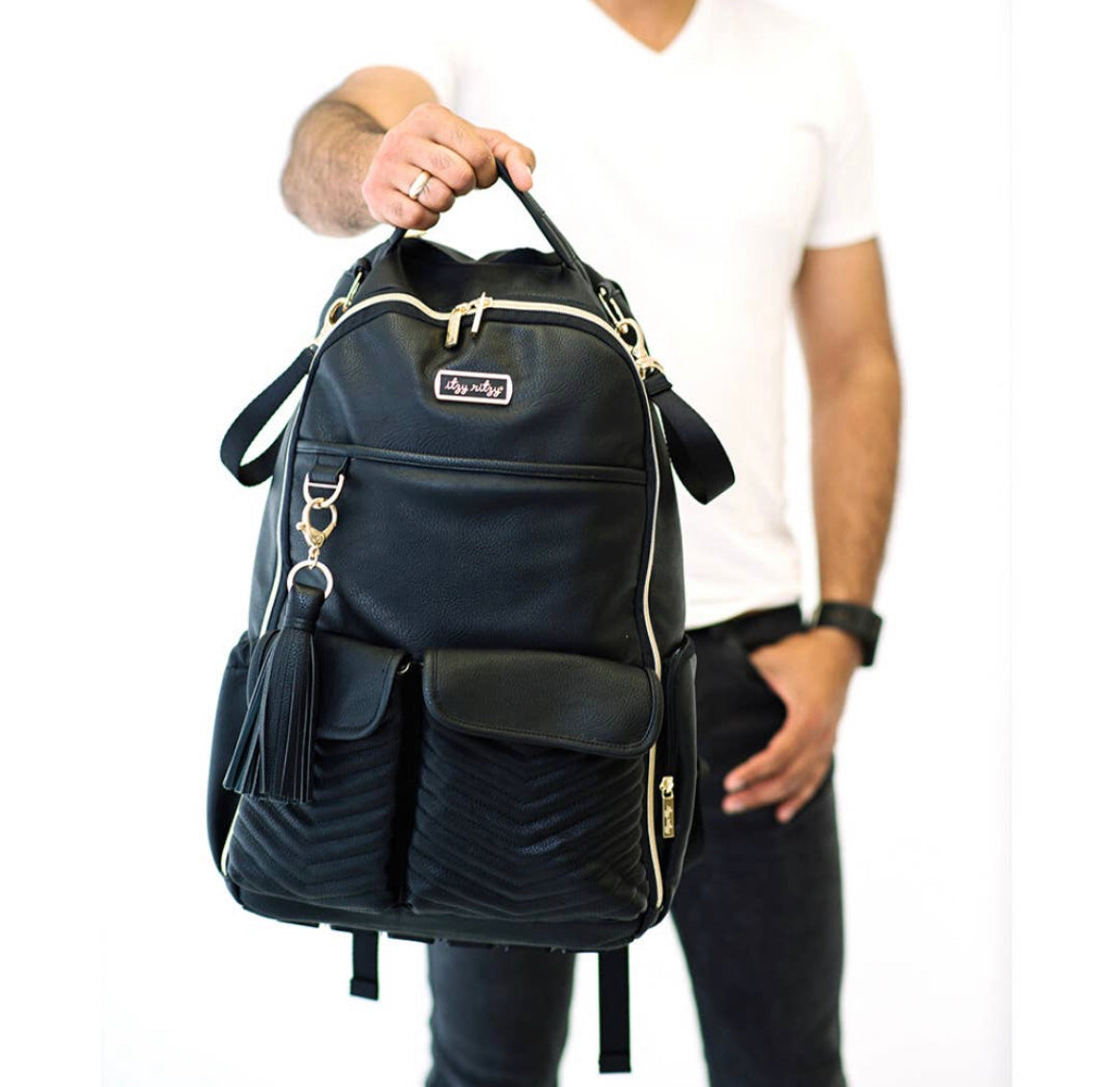 Itzy Ritzy Jetsetter Black Boss Backpack Diaper Bag