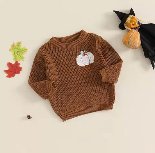 Brown Pumpkin Knit Sweater