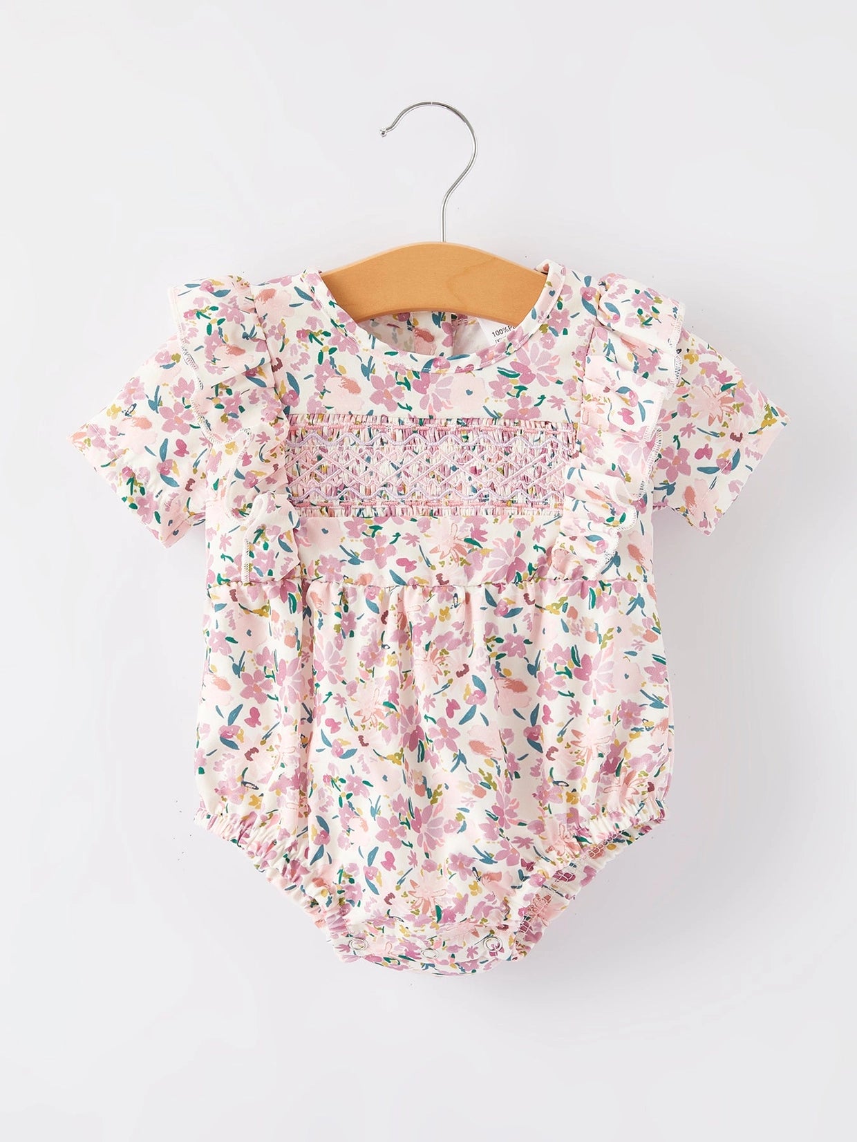 Pink Smocked Floral Bubble