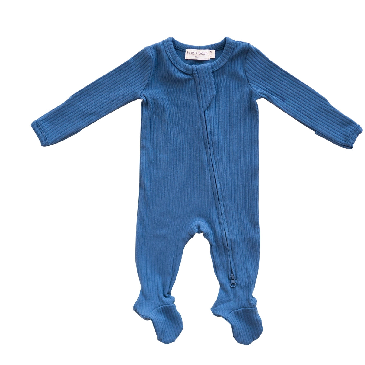 Organic Cotton Ribbed Footie: Ocean