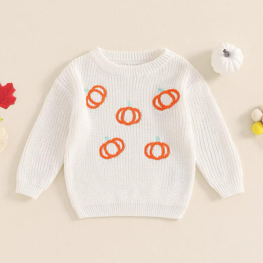 White Knit Pumpkin Sweater