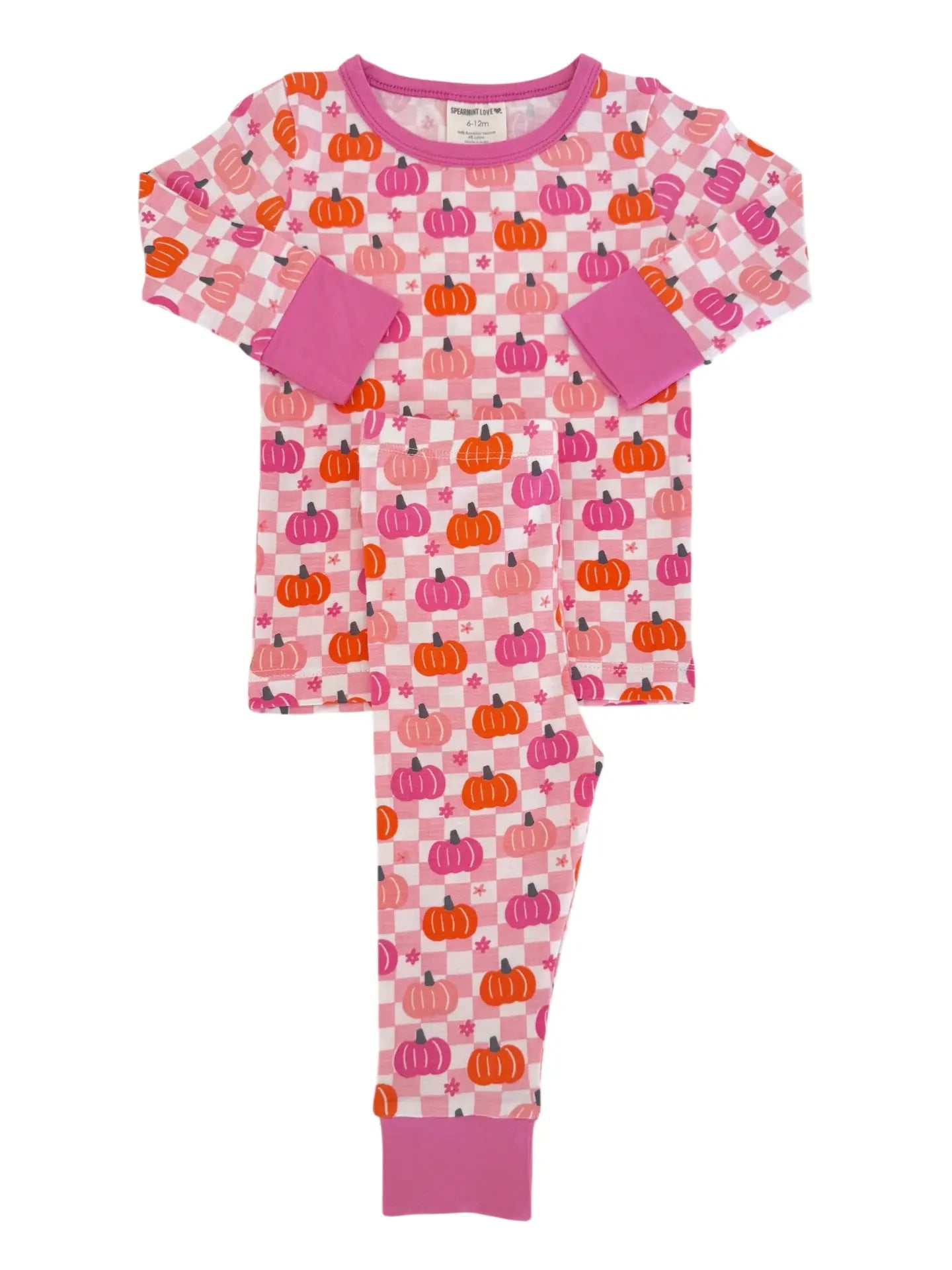 Pink Pumpkin Checkerboard PJ Set