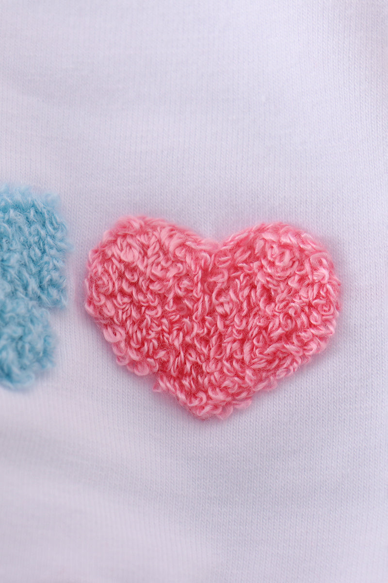 Pink Heart French Knot Romper